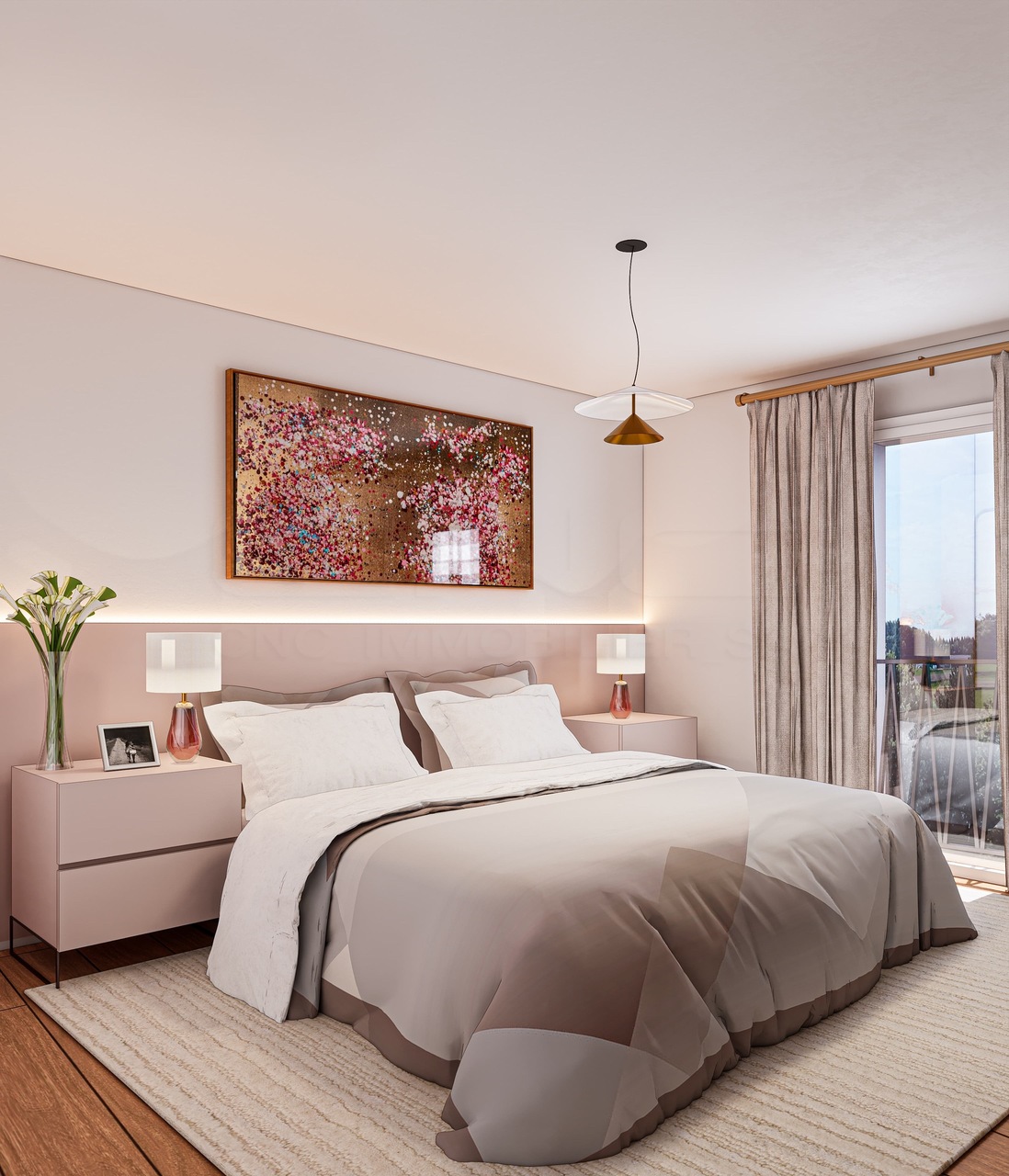 Appartement 2.5 pièces au sommet de l'immeuble ! - Chambre à coucher - Image non contractuelle