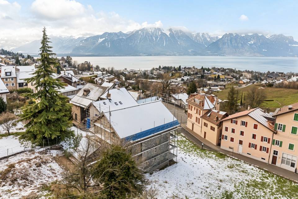 Élégant 3.5 pièces rénové - Brent / Montreux - Vue drone lac