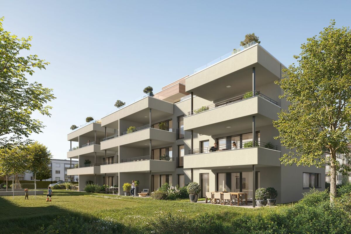 Erstbezug - Moderne 1 Zimmer-Wohnung in ruhigem Quartier - Gebäude mit Umgebung