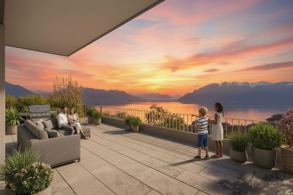 Attique duplex neuf 6.5 pièces, grands espaces et vue imprenable sur le lac Léman -  Bild 1