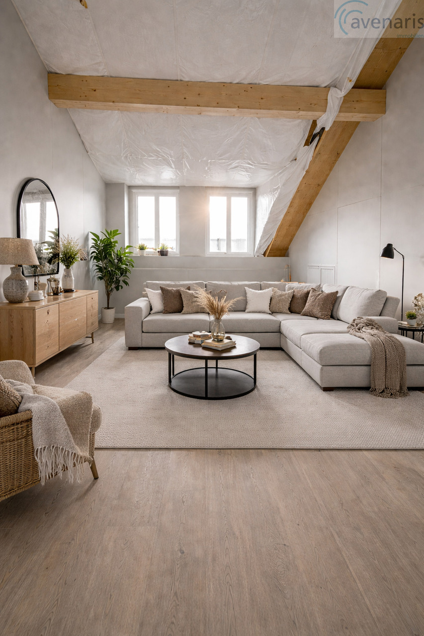 Moderne 4.5-Zimmer-Dachwohnung mit Weitblick und schöner Aussicht - Wohnzimmer Visualisierung