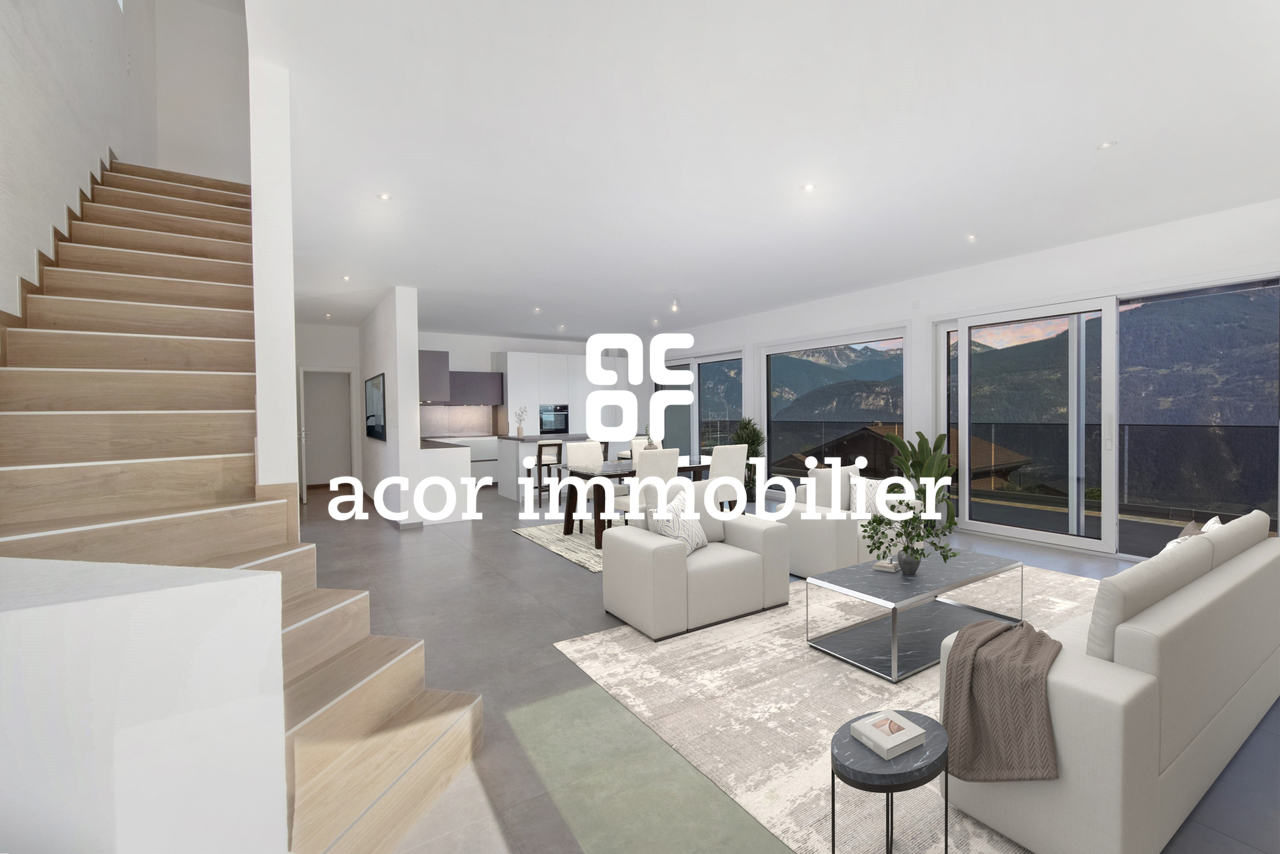 Villa Saphir A - Résidence 5.5 pièces de standing à Chermignon - Living