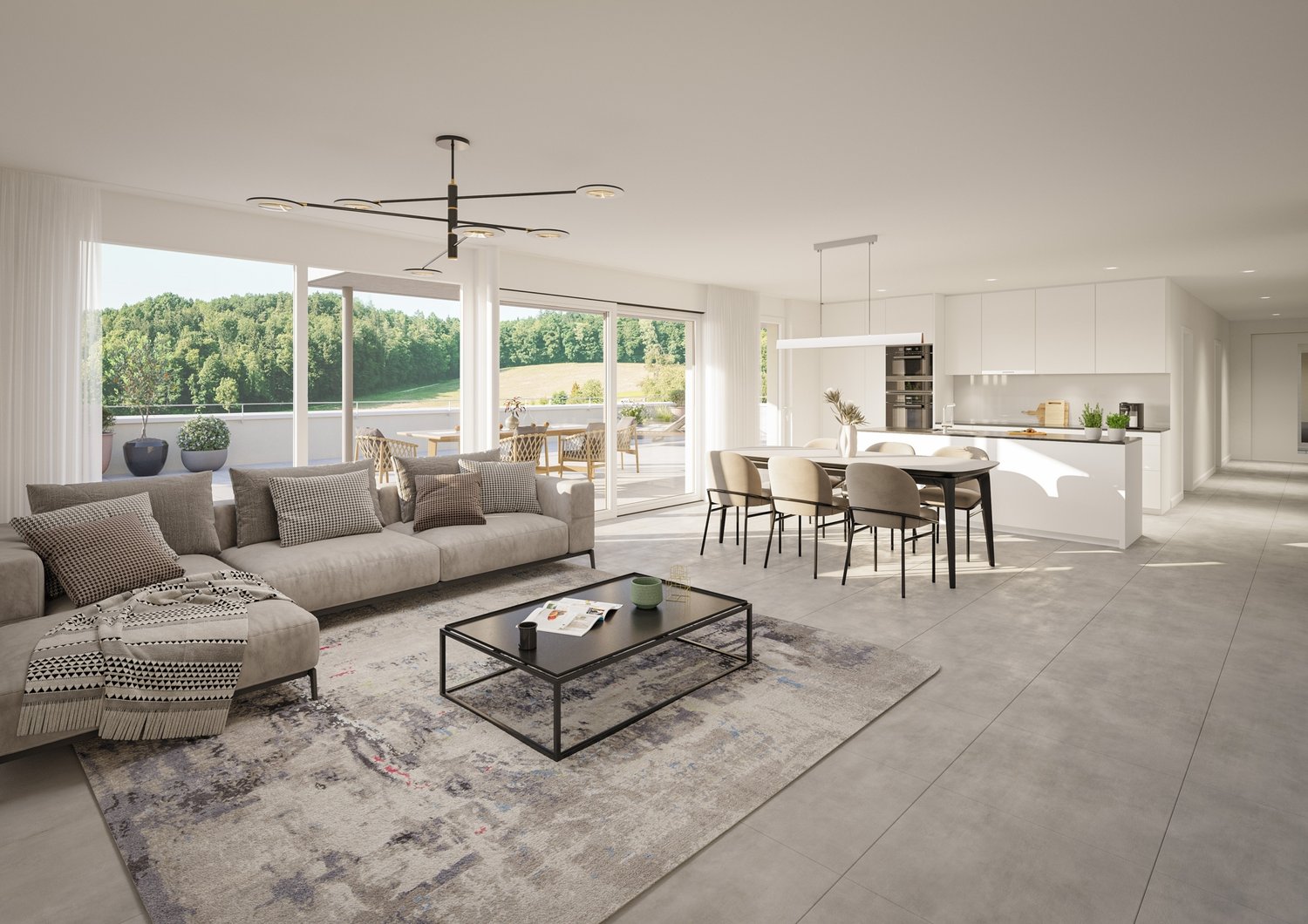 Wohnen mit Weitblick  Terrassiert, Hochwertig, Individuell - Wohnzimmer Terrassenwohnung 2.2