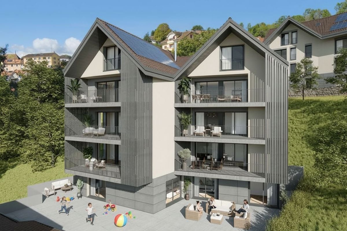 Attique en duplex d'exception neuf 5.5 pièces avec grand balcon et vue spectaculaire sur le lac Léman -  Bild 6
