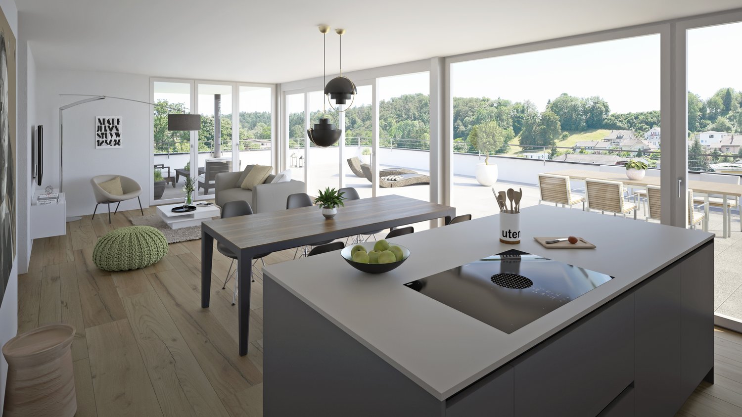 Wohnkomfort und Lebensqualität - «DUO» Döttingen - Visualisierung Wohn-/Essbereich