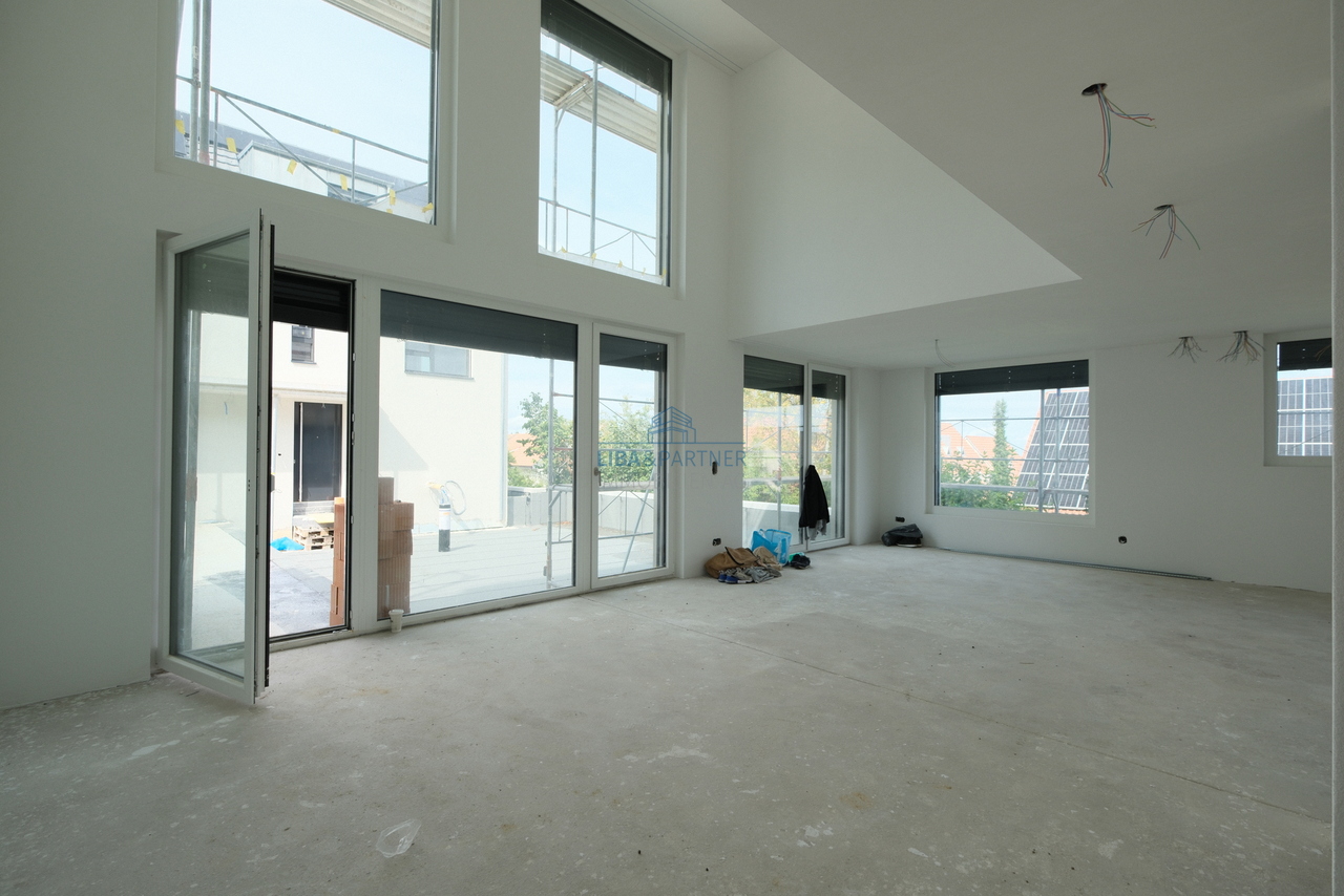 Zeitloser Neubau mit grosszügigem Raumkonzept - Wohnbereich mit Luftraum