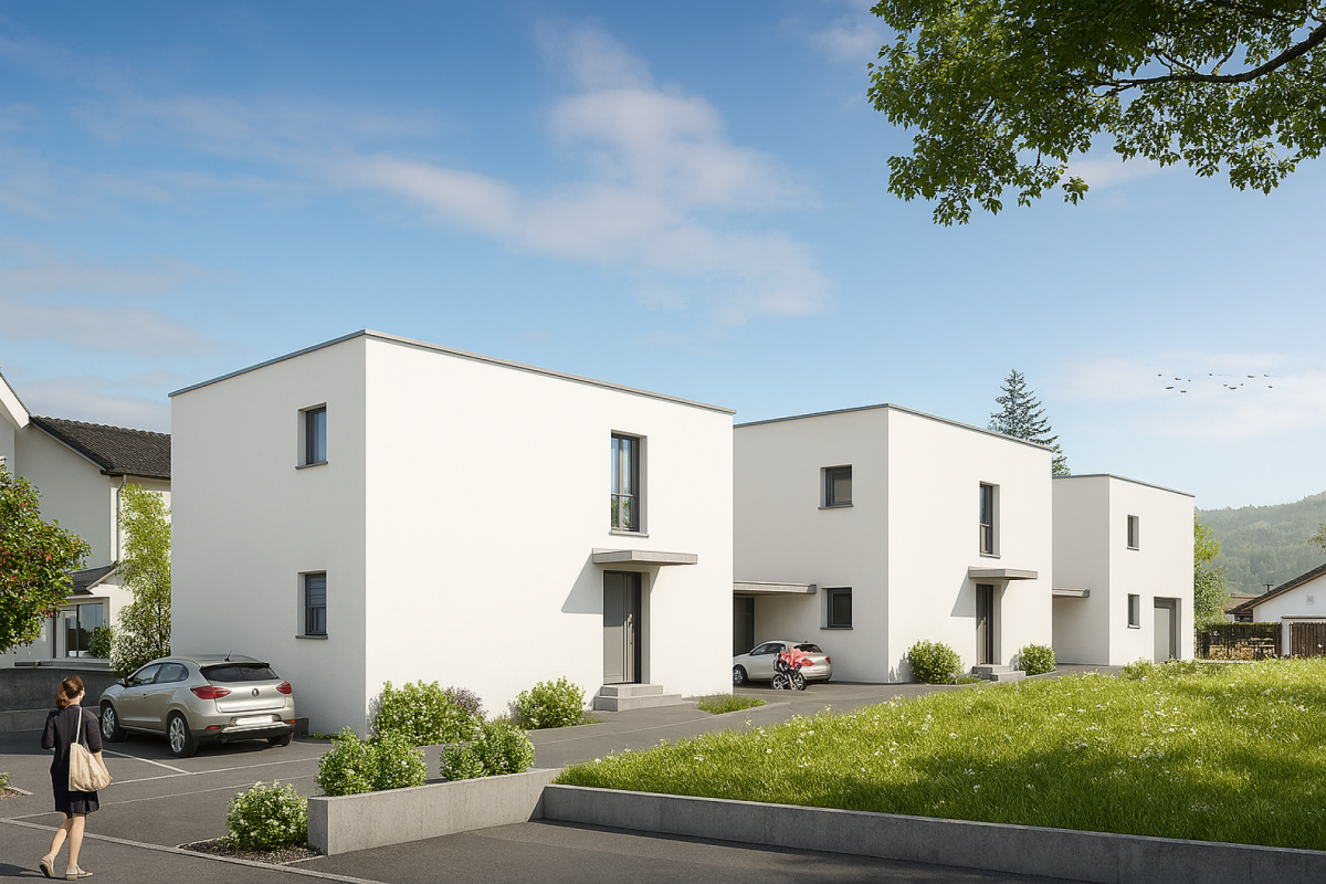 Freistehende Einfamilienhäuser ab 5.5 Zimmer, inklusive Carport - NEUBAU - Hausansicht ohne Attikageschoss