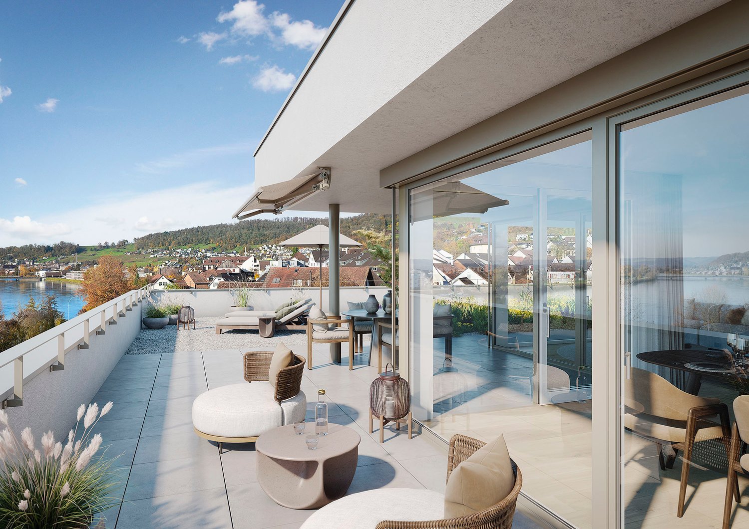 Müligasse Döttingen - Wohnkomfort und Natur im Einklang - Visualisierung Terrasse