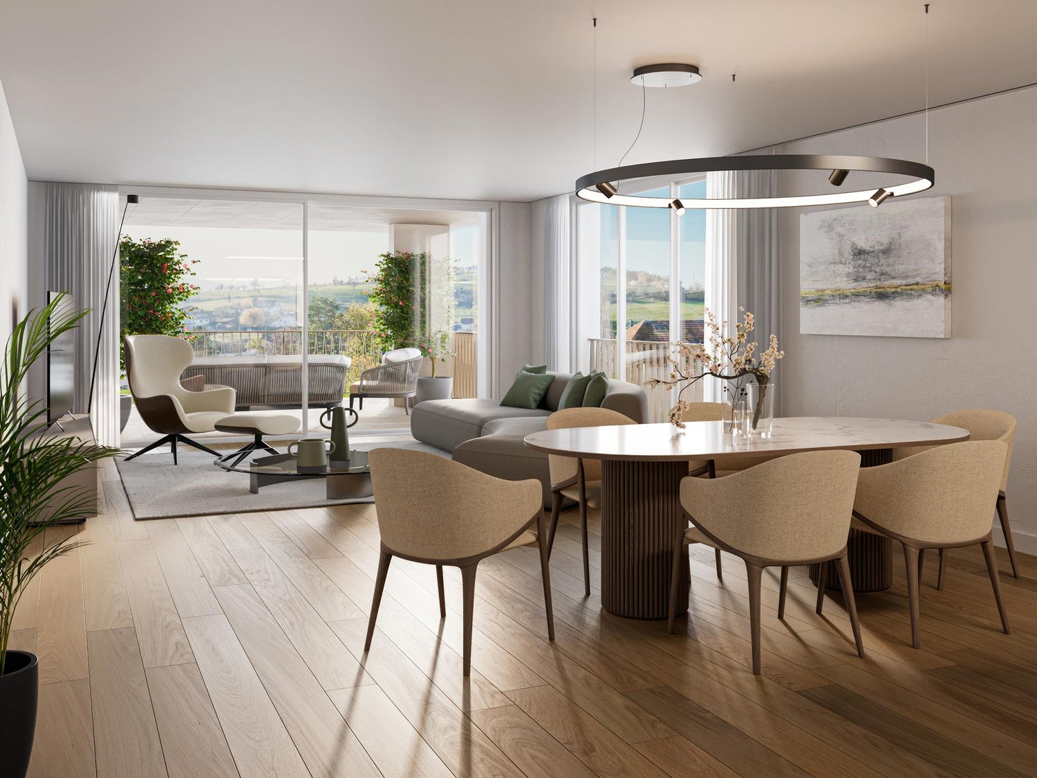 «Türle» in Herznach - familienfreundlich Leben im Grünen - Innenvisualisierung Wohnzimmer