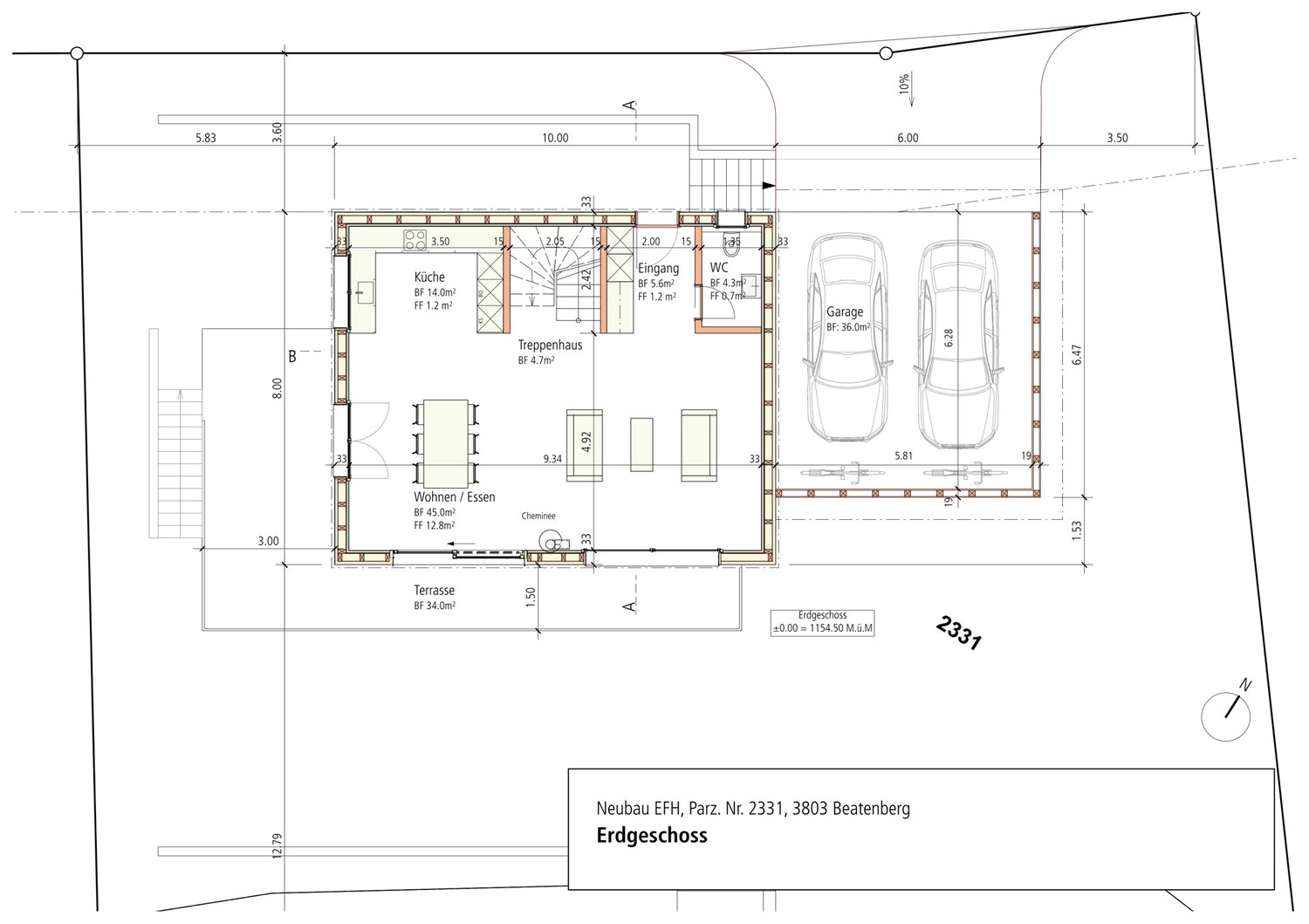 Neubau 6-Zimmer-Einfamilienhaus mit herrlichem Bergblick - Grundriss Erdgeschoss