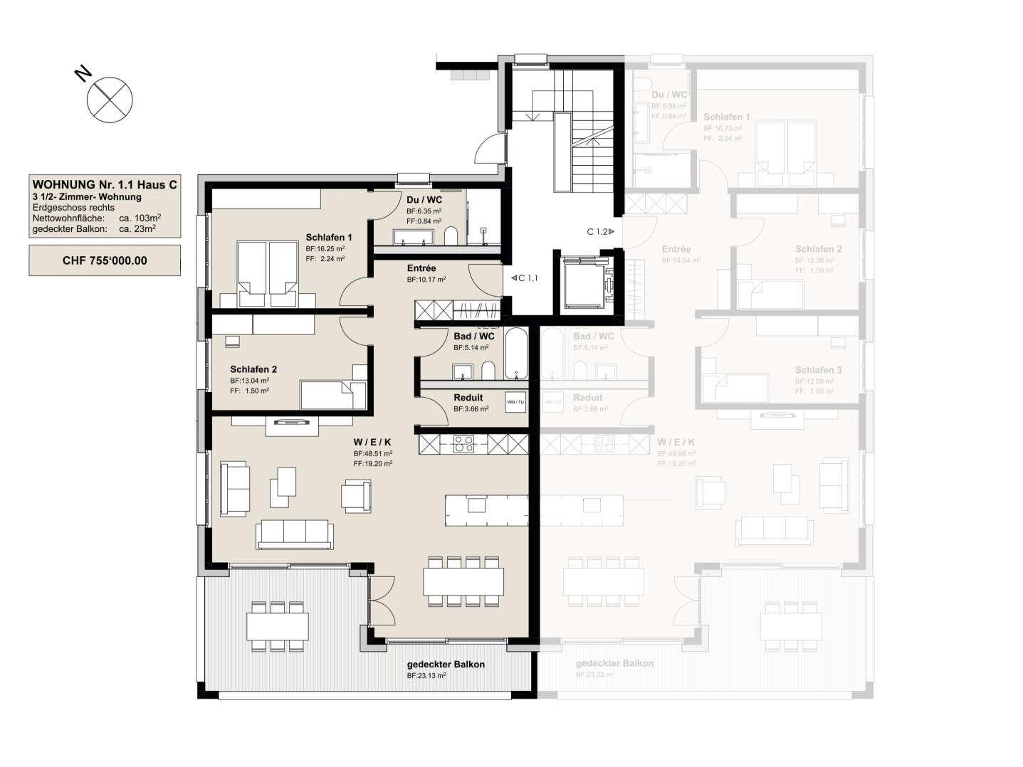 Sonnegg - Perfekte Wohnungen an privilegierter Lage - Grundriss der Wohnung