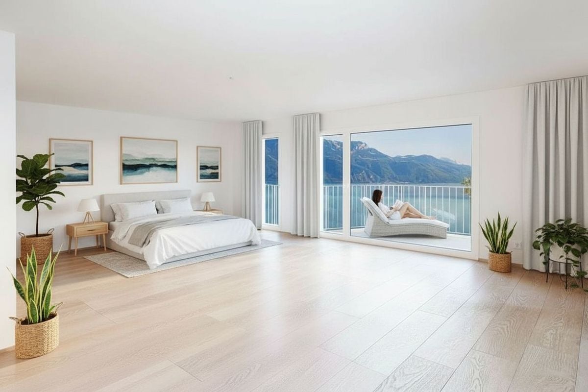 Attique en duplex d'exception neuf 5.5 pièces avec grand balcon et vue spectaculaire sur le lac Léman -  Bild 3