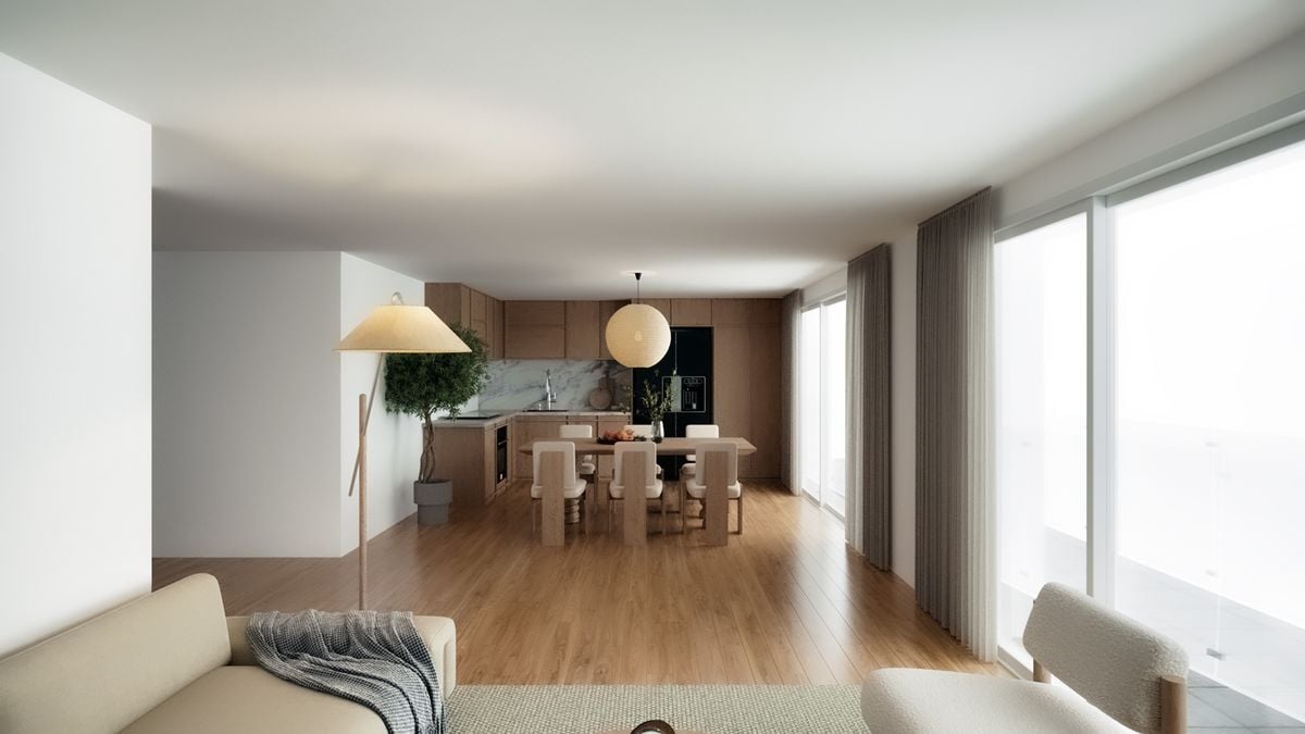 Appartement de 4,5 pièces aux combles avec sous-sol et garage double. - Salon et Cuisine