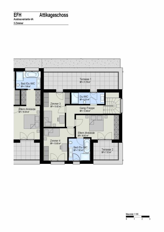 BAUSTART ERFOLGT! Modernes Eigenheim mit Panorama-Weitsicht und viel Umschwung - Attikageschoss mit 3 Zimmern