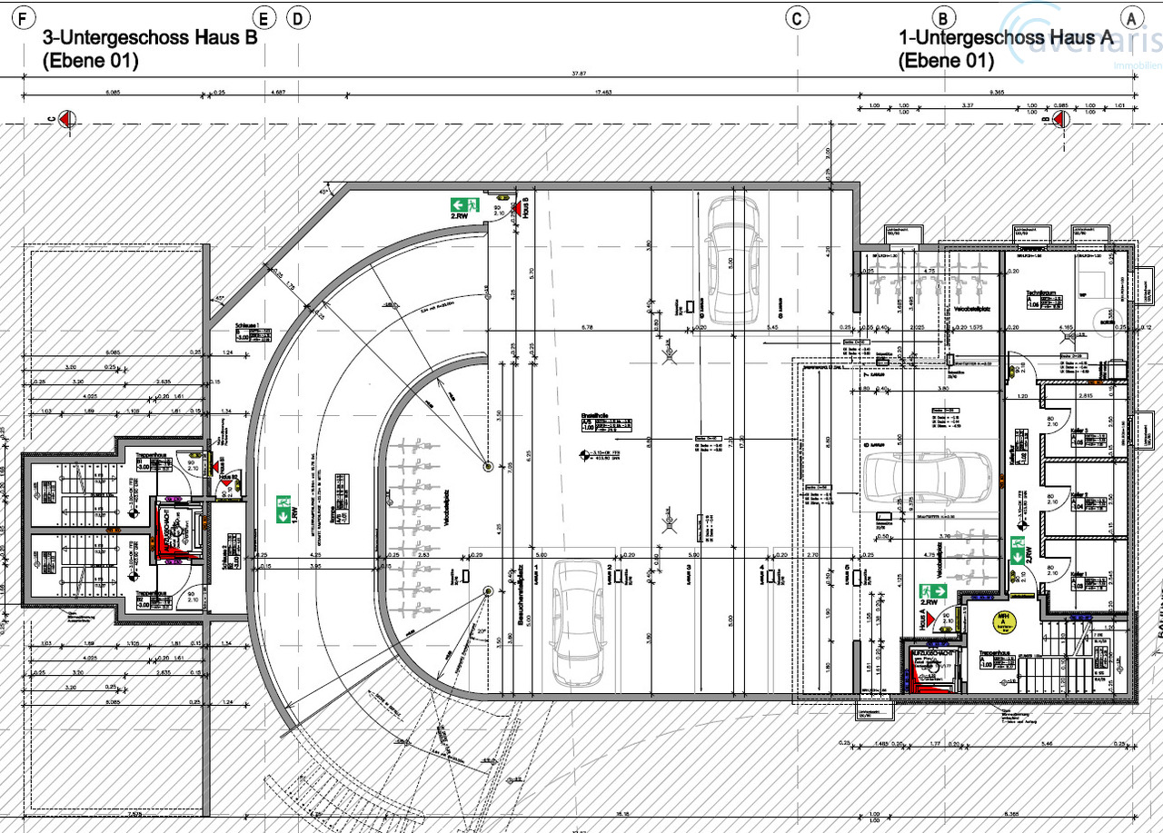 Neubau: Moderne 4.5-Zimmer-Eigentumswohnungen - fast bezugsfertig - Grundrissplan Einstellhalle