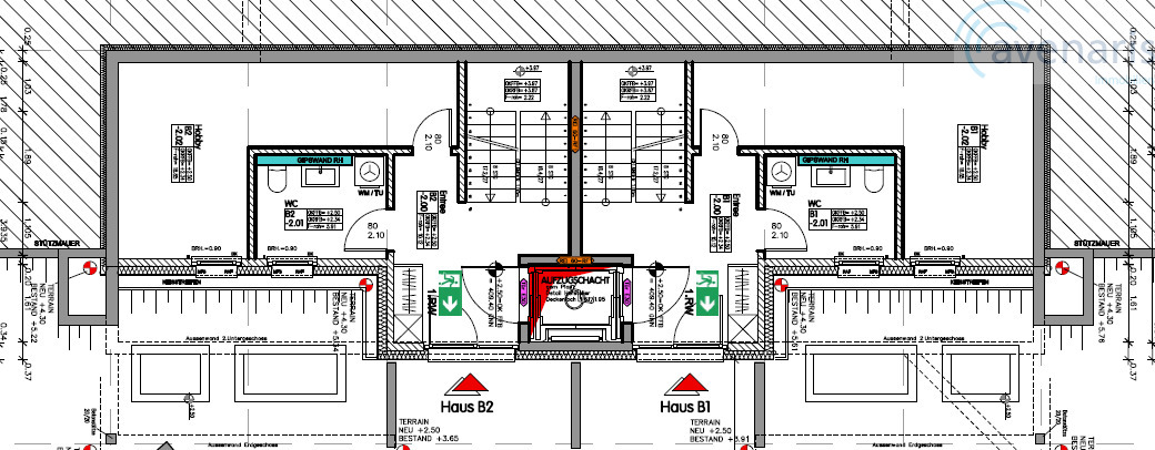Neubau: Ein Doppeleinfamilienhaus ist noch frei - Grundrisspläne Doppel-Einfamilienhaus 1. Untergeschoss