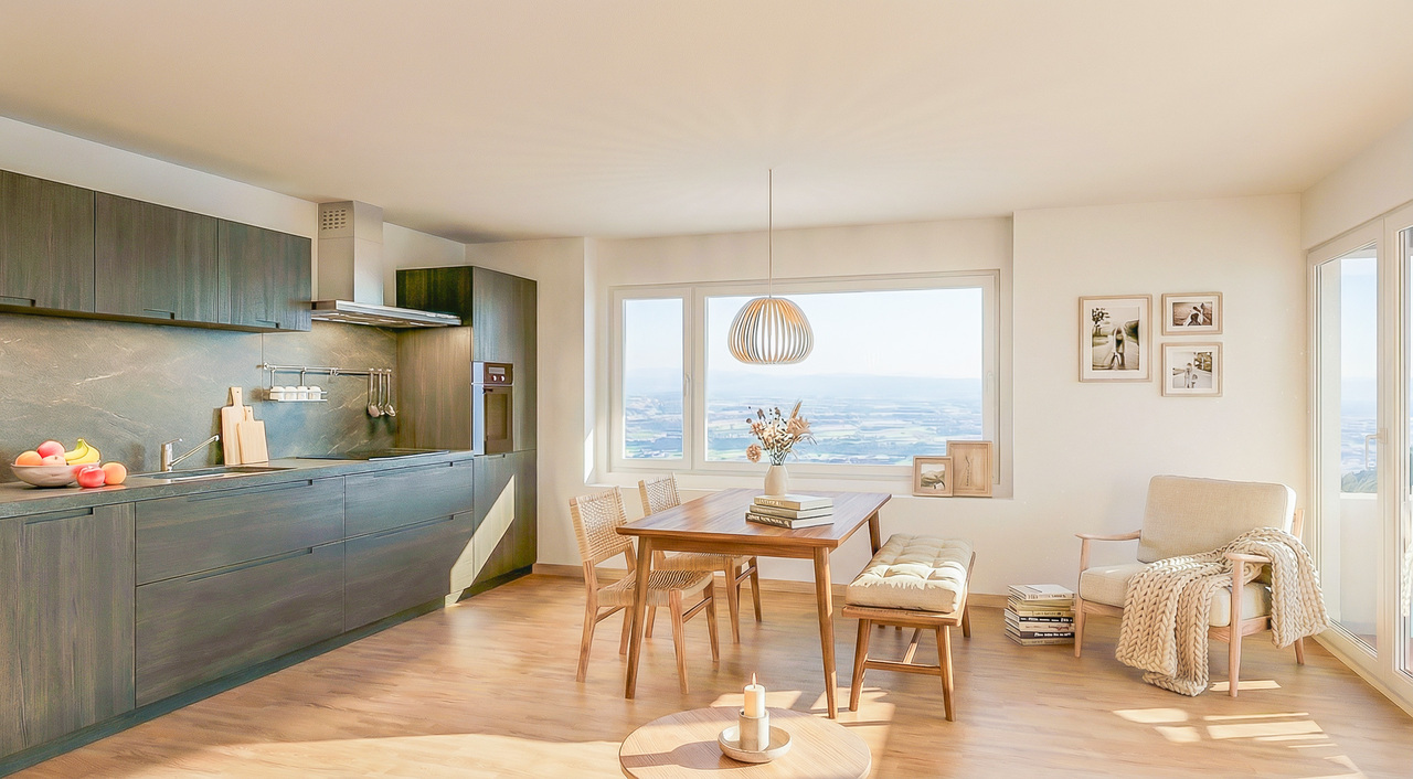 Appt PPE neuf de 3.5 pièces Vivre au soleil, au-dessus du brouillard - Vue intérieure (image de synthèse non-contractuelle)