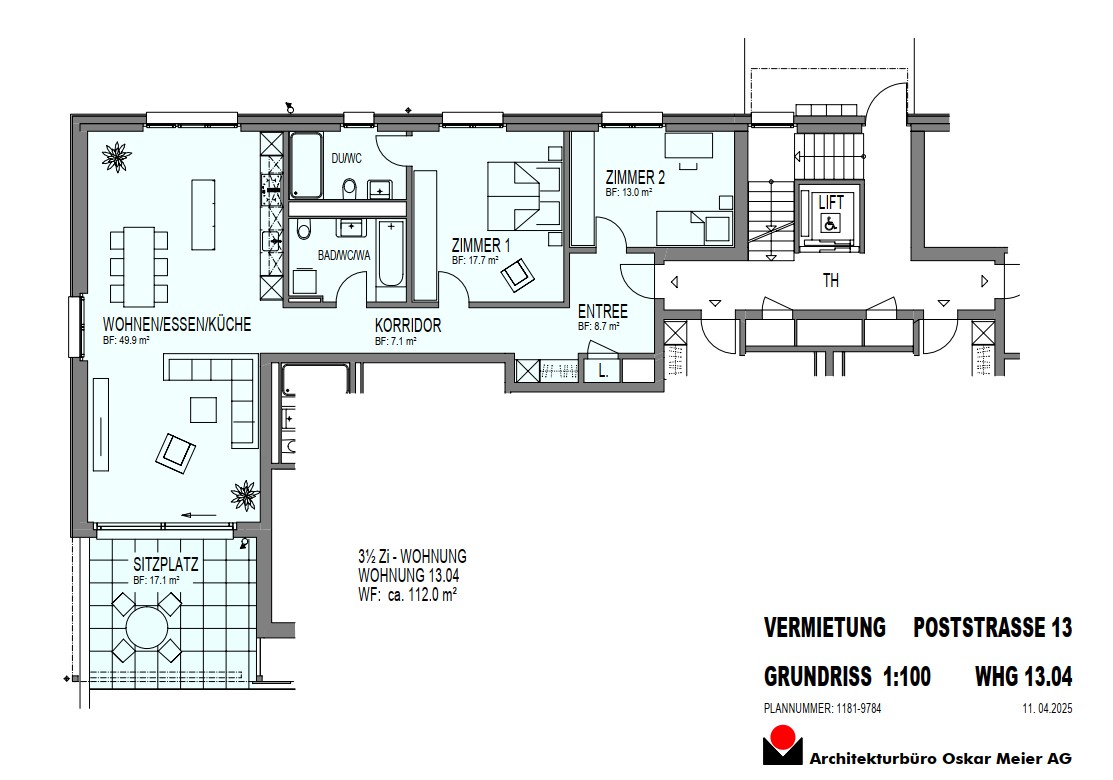 3.5 Zimmer-Gartenwohnung in Erstbezug - Grundriss