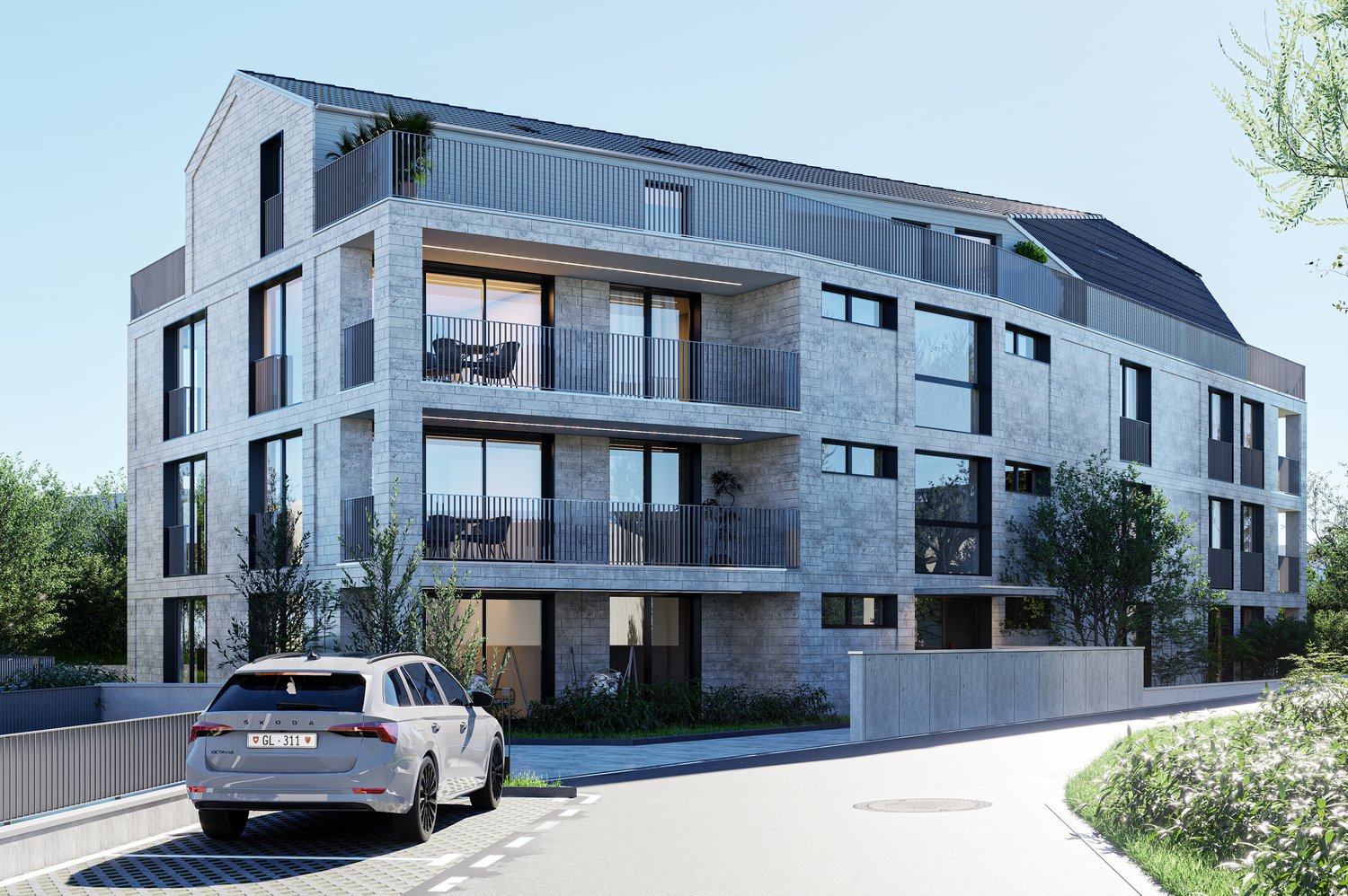 Moderne 5.5-Zimmer-Neubau-Wohnung mit Garage in Glarus Nord -  Bild 1