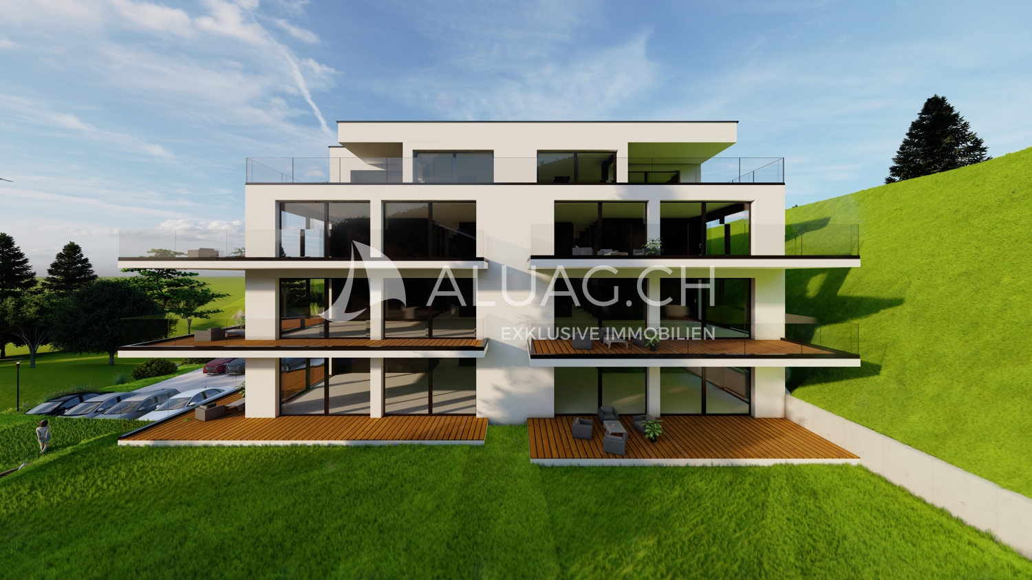 NEUBAUPROJEKT PANORAMA - Jede Wohnung verfügt über einen grosszügigen Balkon oder eine weitläufige Terrasse mit idyllischer Aussicht