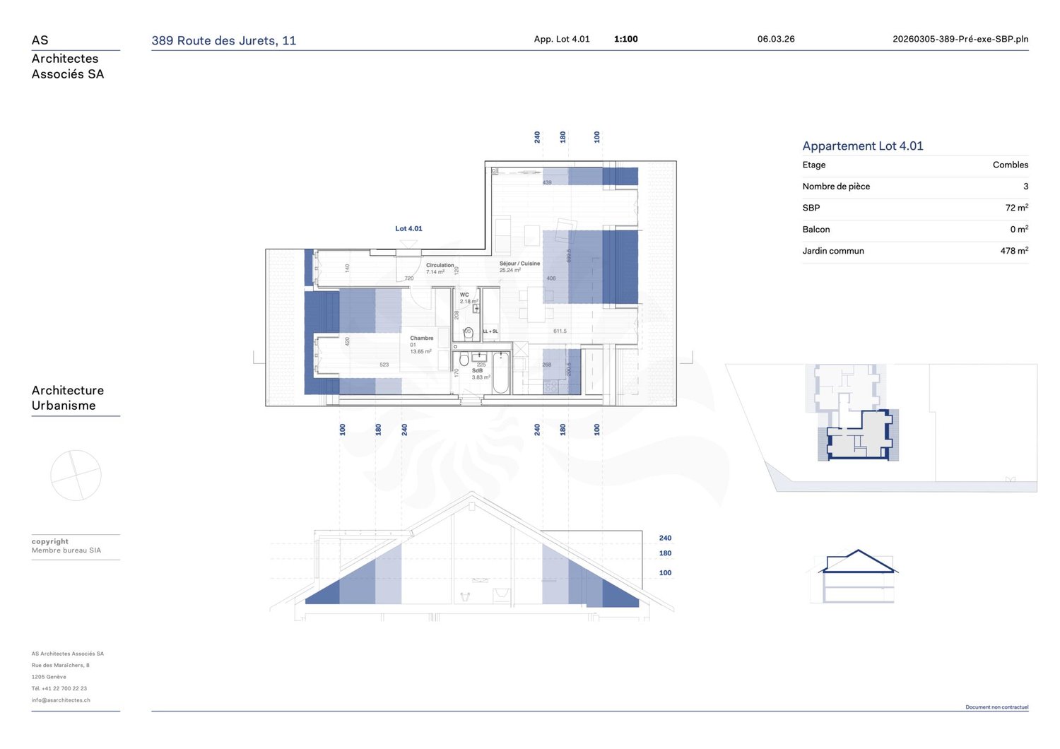 Appartement 3 pièces au 2e étage dans la promotion 11, route des Jurêts à Choulex - Bild 10