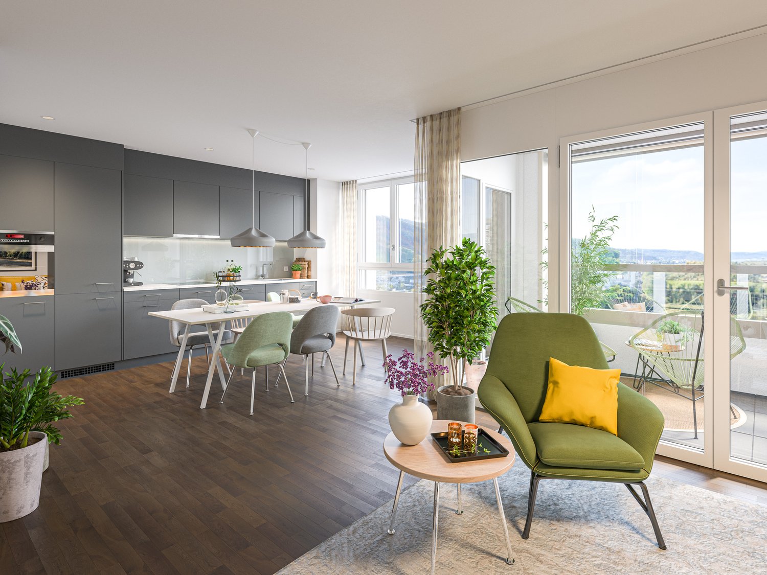 Tivoli Garten in Spreitenbach - Viel mehr als gewohnt - Visualisierung Nero Essbereich und Küche