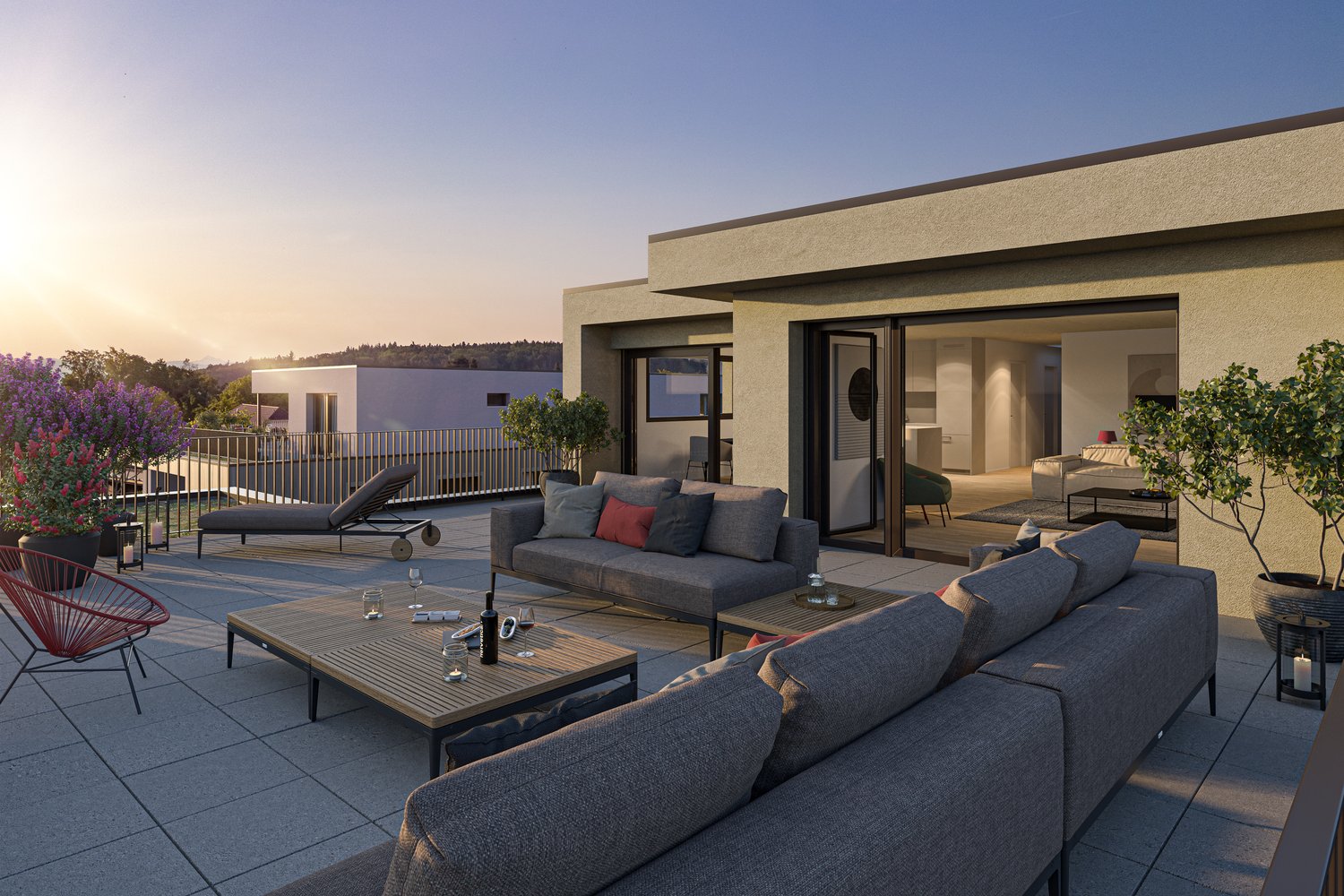 «Triangel» Fahrwangen - Wohnen zwischen See und Berg - Visualisierung Terrasse