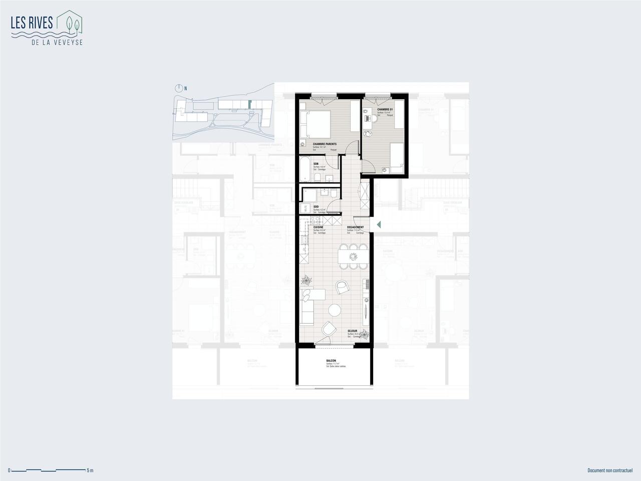 Châtel-Saint-Denis - 3.5 pièces traversant 90 m² - Dernier étage - Bild 1