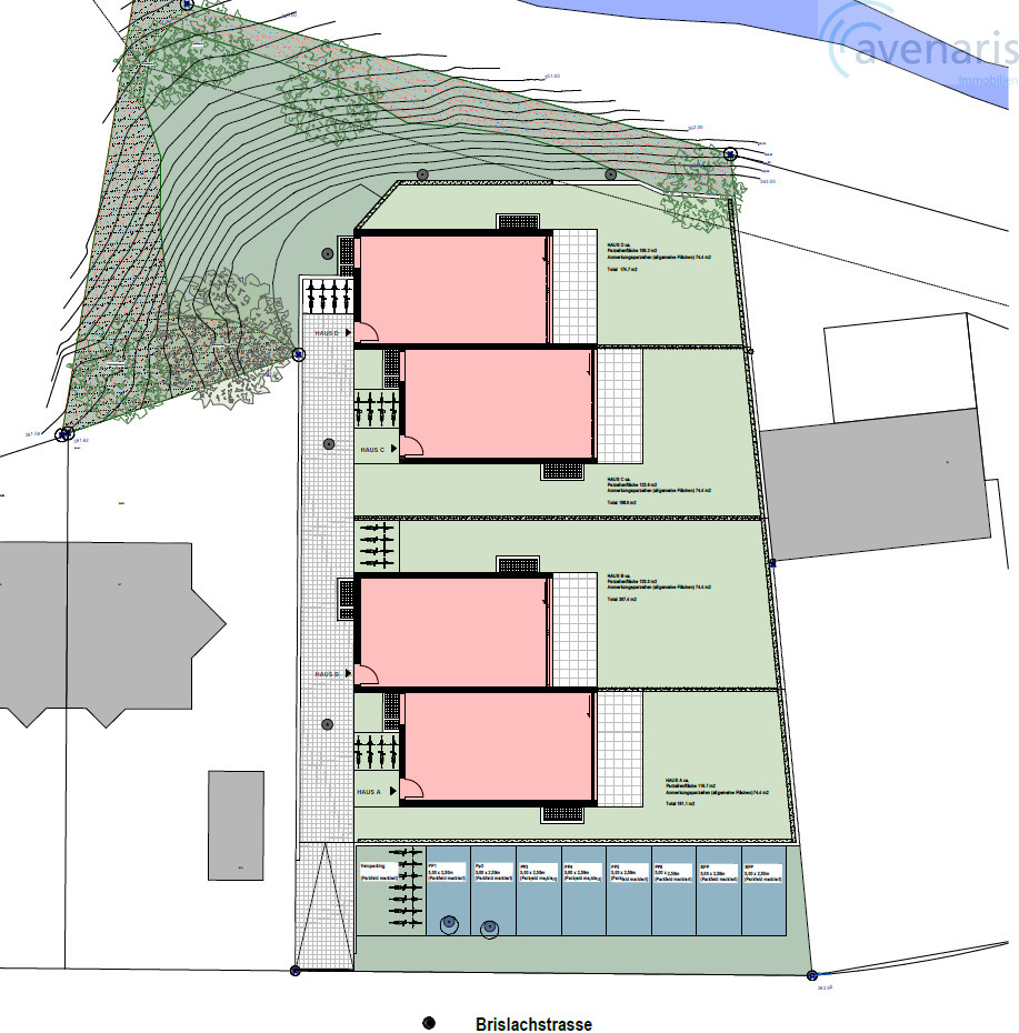 Neubau: moderne und grosszügige Doppeleinfamilienhäuser - Situationsplan