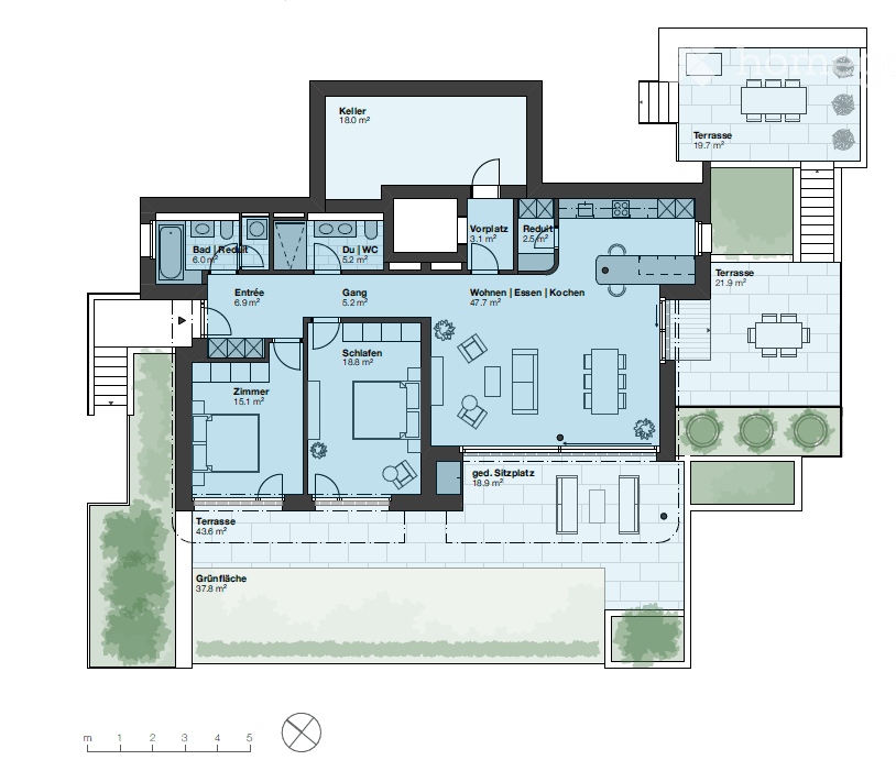 Exklusive Gartenwohnung in Neubau mit über 140 m² Terrassen und Garten an sonniger Lage in Männedorf - Bild 9