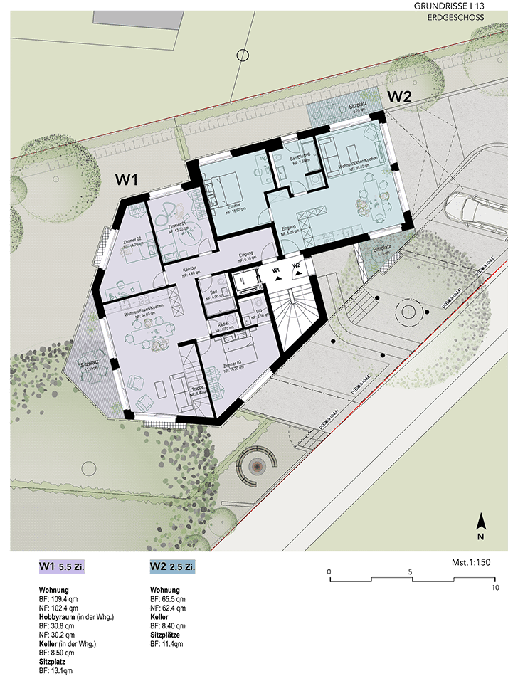 Helle und grösszügige 2.5-Zimmer-Wohnung mit Weitsicht und Garten mit 63qm - W2 -  Bild 8