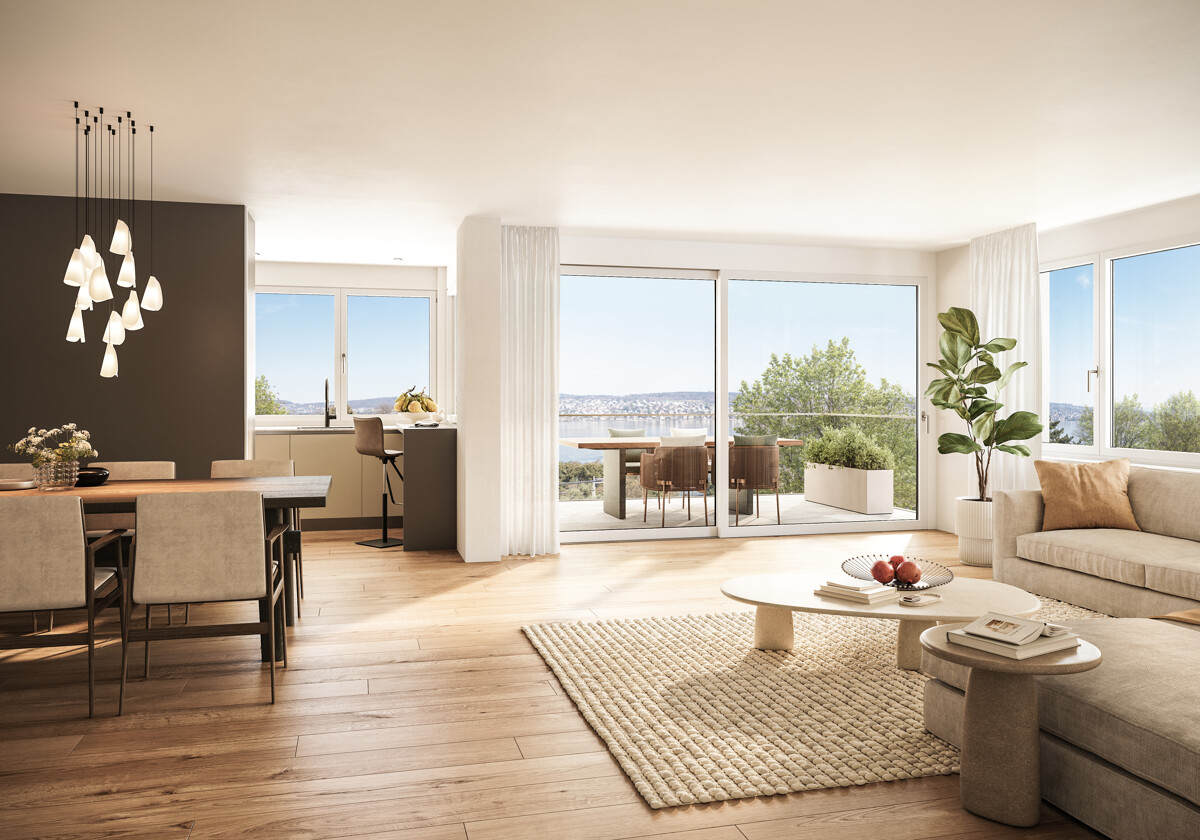 Neubauprojekt Azuré: Hochwertige 3.5-Zimmer-Wohnung mit Seesicht - Visualisierung_Wohnbereich