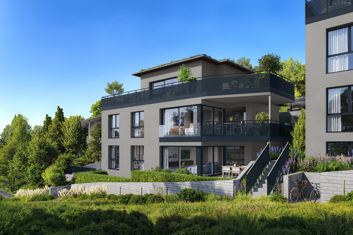 Maisonettewohnung mit Panorama-Terrasse über Pratteln - Ansicht