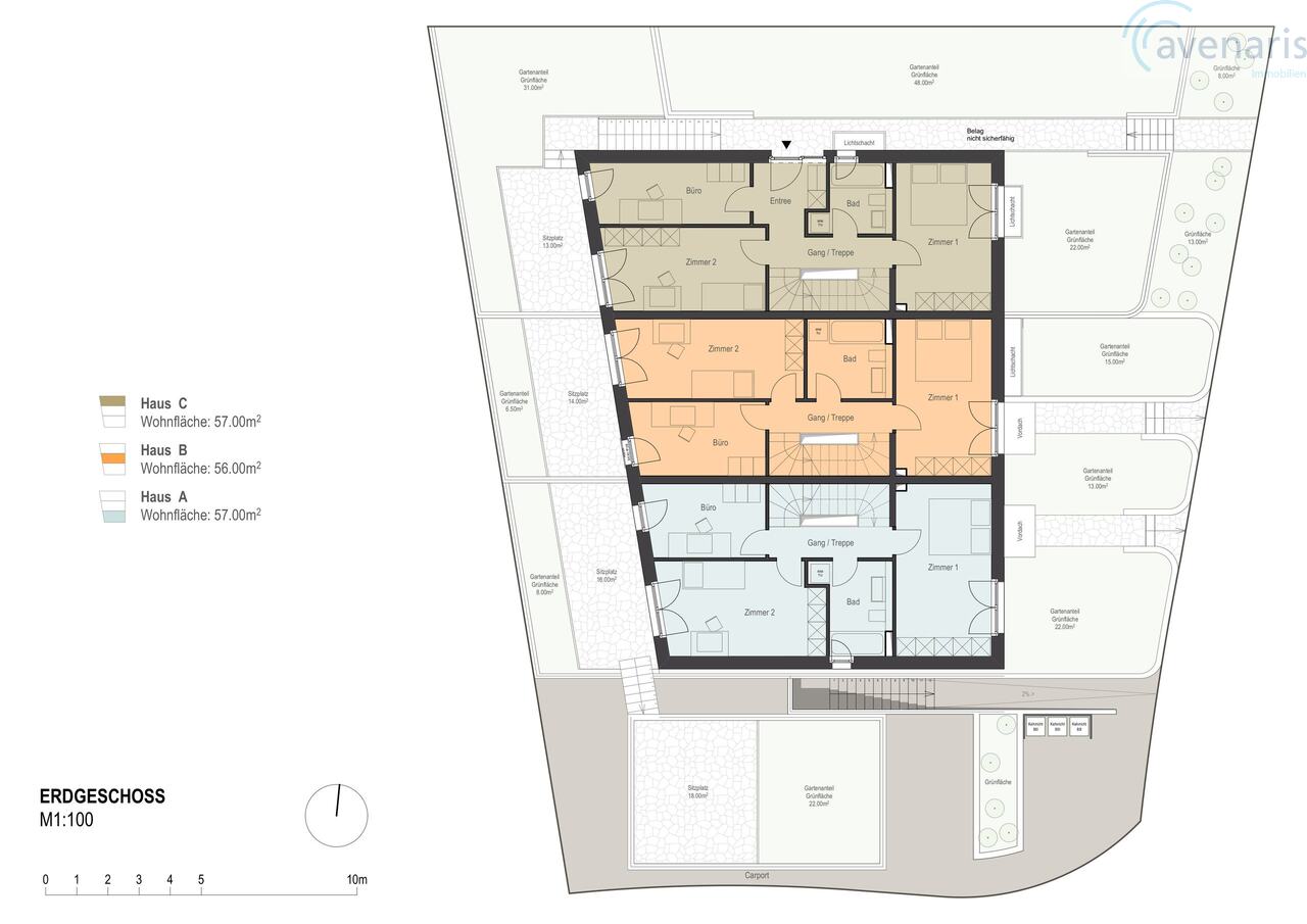 Nur noch ein Haus von drei bewilligten Premium-Reihenhäusern frei - Erdgeschoss  / First floor