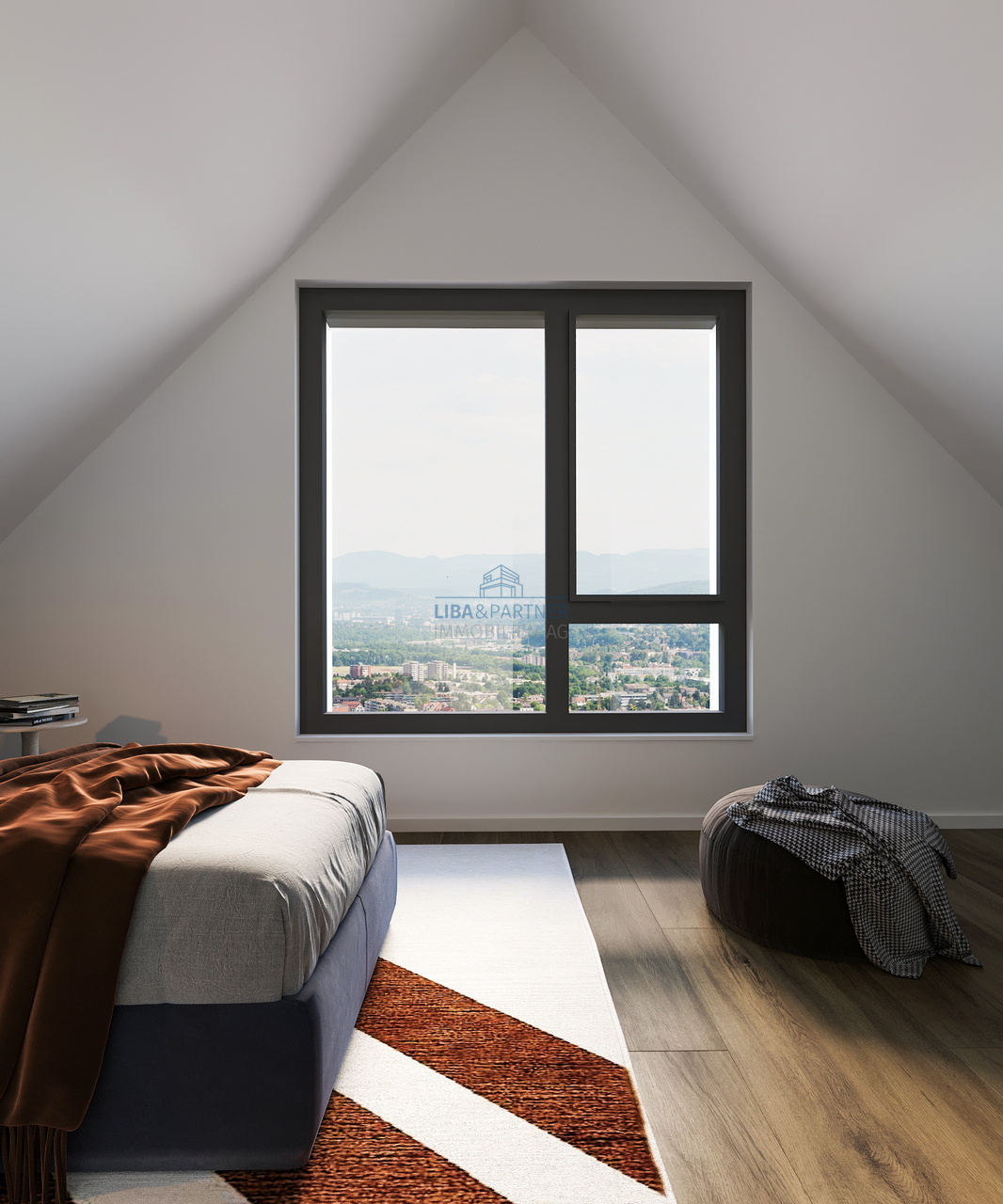 Zeitloser Neubau mit grosszügigem Raumkonzept - Dachzimmer mit Aussciht