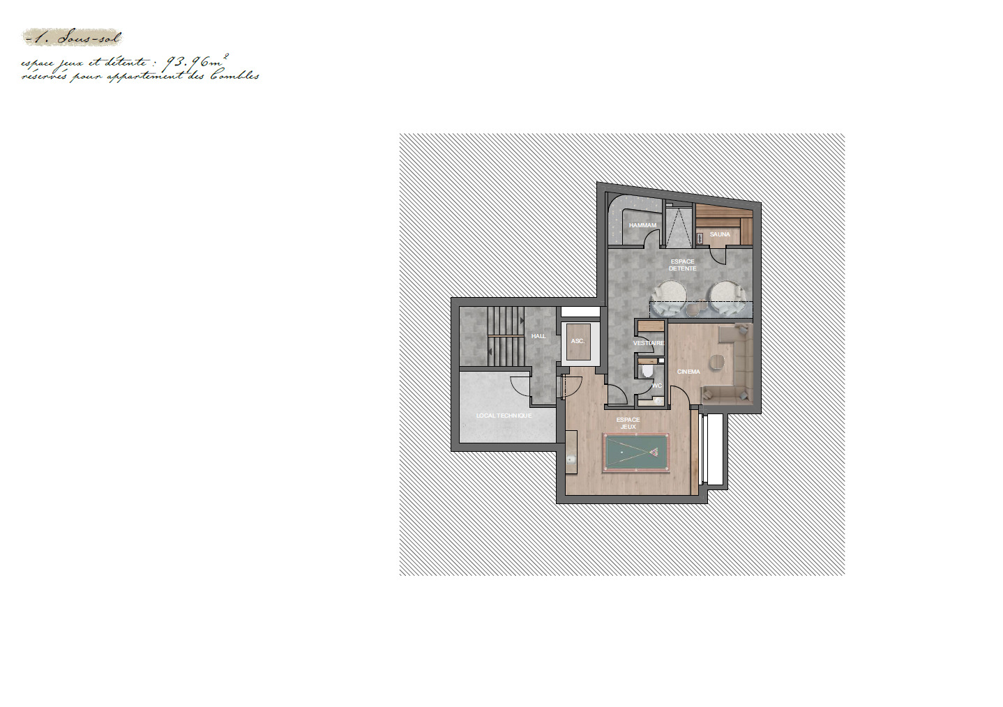 GENTIANES  ETAGE DUPEX COMBLES - plan sous-sol