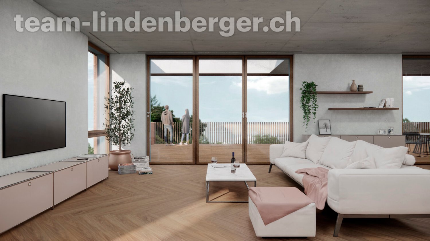 Letzte Wohnung! 4½ Zi.-Neubau-Attikawohnung in Binningen - Visualisierung Wohnbereich