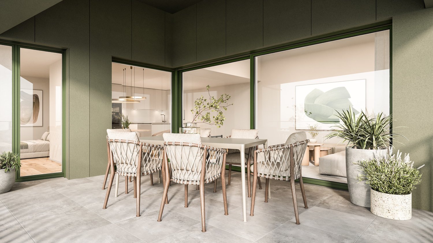 Wohnen im Dorfkern - "Bänkliwiese" Oberrohrdorf - Visualisierung Sitzplatz