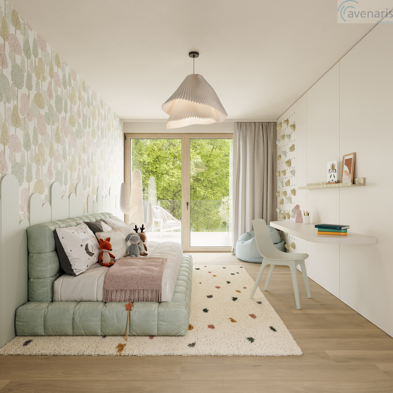 Neubau: moderne und grosszügige Doppeleinfamilienhäuser - Zimmer Obergeschoss Visualisierung / Bedroom visualization