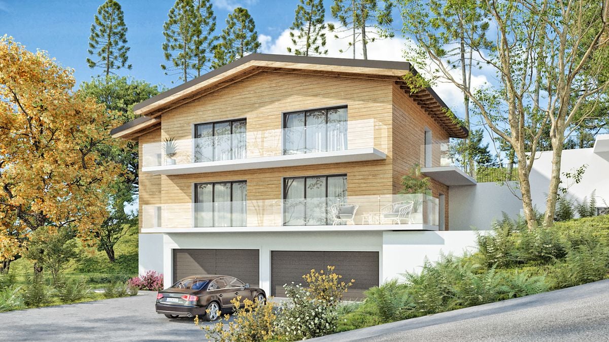 Appartement de 4,5 pièces aux combles avec sous-sol et garage double. - Façade