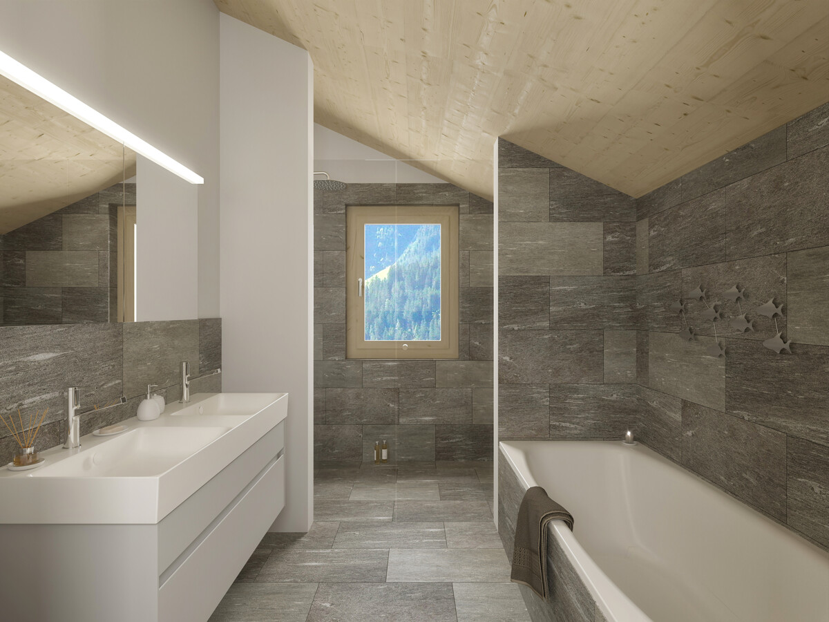 Klosters: hochwertige Eigentumswohnung mit traumhafter Aussicht - 237581_Bad