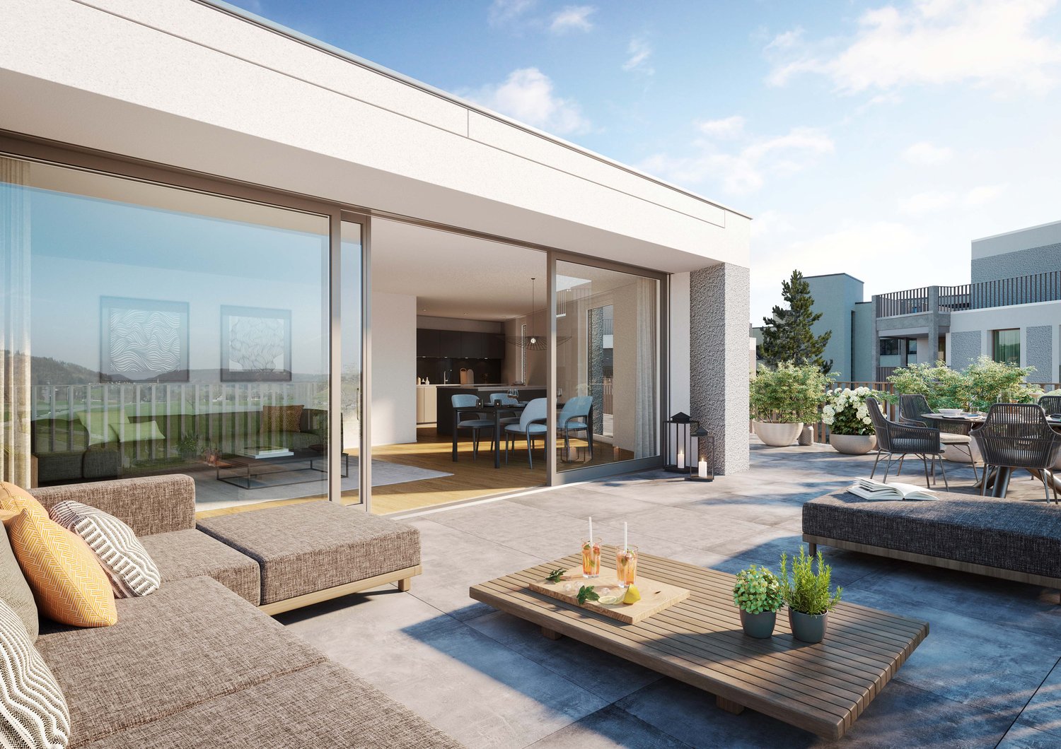 "Niderwis" Untersiggenthal - Mis Dihei - Visualisierung Terrasse Attika