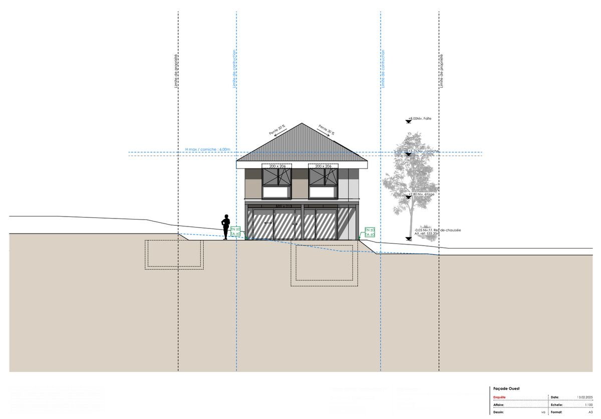 A GIEZ, splendide maison individuelle de 5 pièces avec deux terrasses (clés en main) - Plan de coupe 2