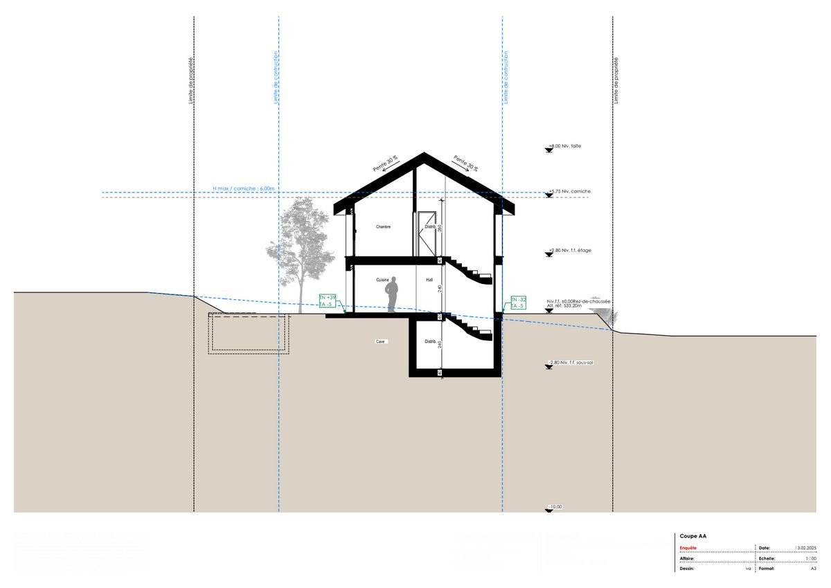 A GIEZ, splendide maison individuelle de 5 pièces avec deux terrasses (clés en main) - Plan de coupe 3