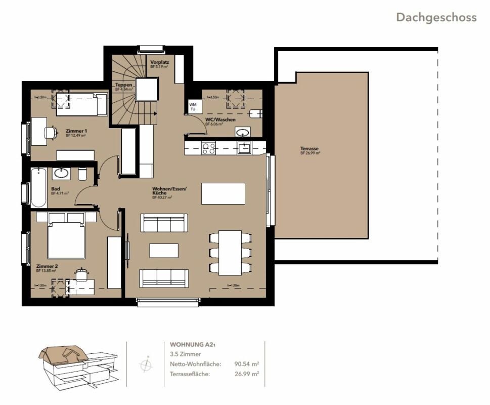 Neubau: Einzigartige 3.5-Zimmer Dachwohnung mit Terrasse -  Bild 12