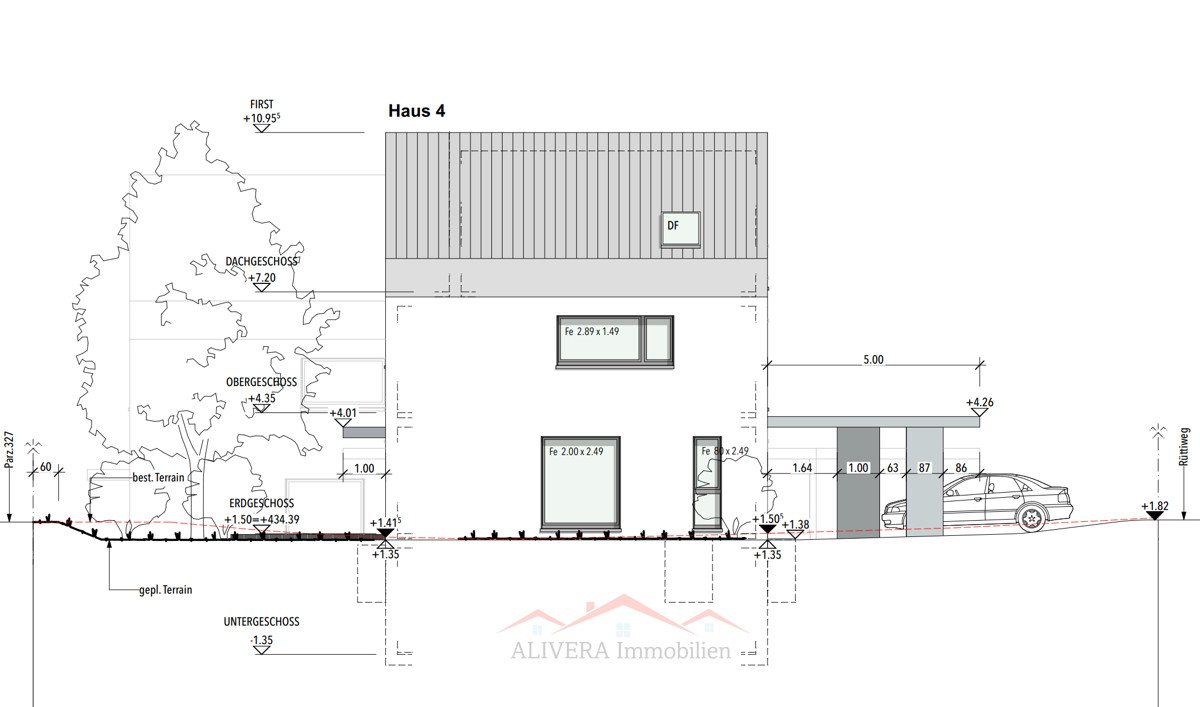 Doppeleinfamilienhäuser in 4254 Kleinlützel, Haus 2 - Fassade Seitenasicht