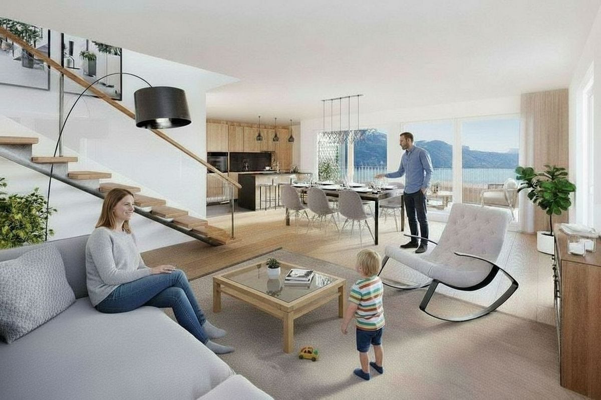 Attique en duplex d'exception neuf 5.5 pièces avec grand balcon et vue spectaculaire sur le lac Léman -  Bild 2