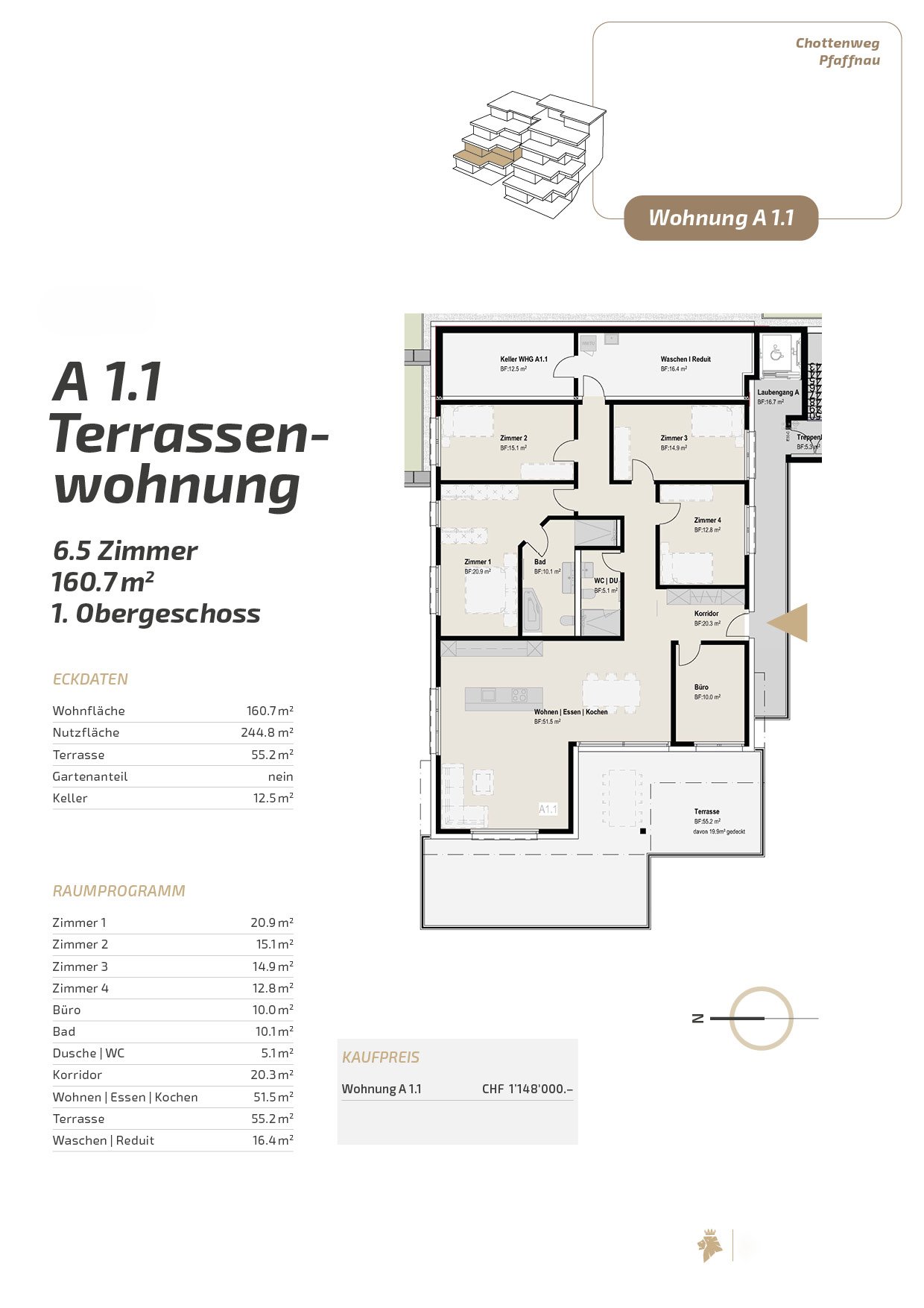 Wohnen mit aussergewöhnlicher Grosszügigkeit, weitläufige Terrasse und Blick ins Grüne -  Bild 3