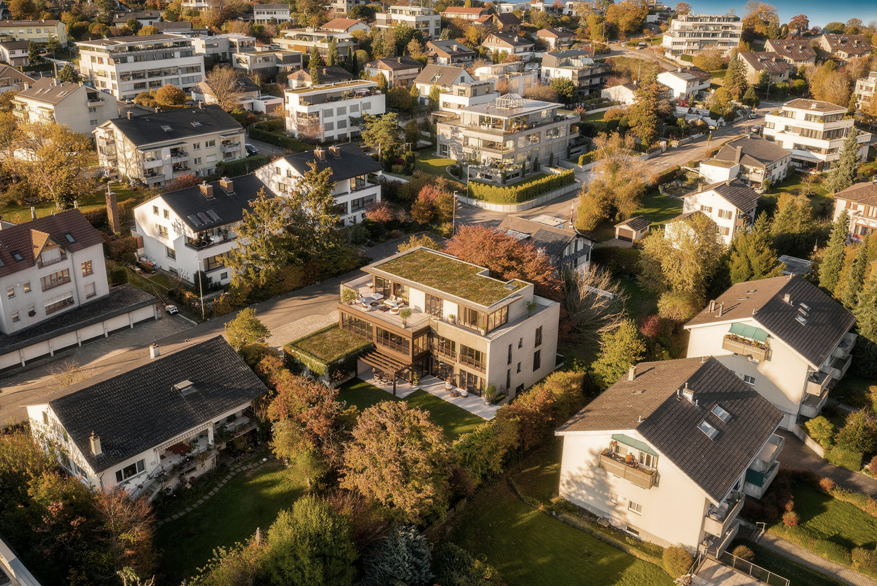 Exquisite Attika-/Maisonettewohnung mit atemberaubender Dachterrasse - Vogelperspektive
