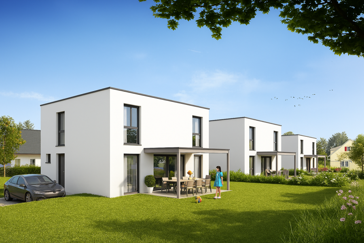 Freistehende Einfamilienhäuser ab 5.5 Zimmer, inklusive Carport - NEUBAU - Gartenansicht ohne Attikageschoss